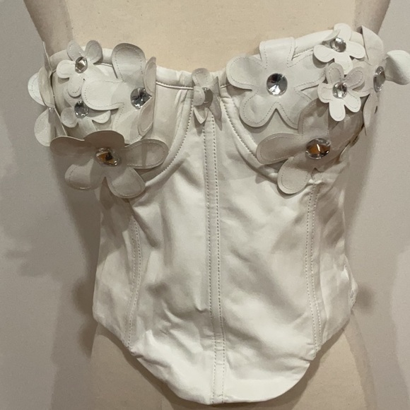 Lovers and Friends Nova Faux Leather Bustier in Bone, Size: S - Picture 6 of 9